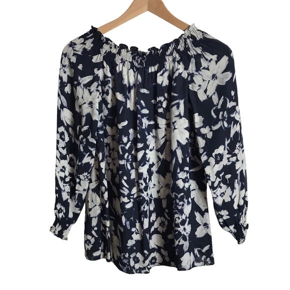 Lafayette 148 Small‎ Raelyn Augusto Crepe Floral Pullover Blouse Romantic Boho - Picture 1 of 9